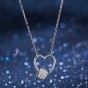 Fashion Women Heart Pendant Necklace 925 Sterling Silver Bridal Necklaces Shining Crystal Wedding Jewelry Lover Gifts