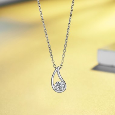 Shinning Water Drop Necklace for Women Fashion Crystal Pendant Necklace 925 Sterling Silver Chain Female Gift Jewelry