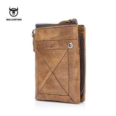 BULLCAPTAIN Genuine Cowhide Leather Men Wallets Coin Purse Small Vintage Wallet High Quality Designer Men Short Wallet NCZ054