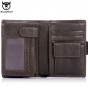 BULLCAPTAIN 2018 Men Cow Leather Wallet Casual Short Trifold Hasp Zipper Wallet Money Purse Bag Card Holder Coin Purses NCZ059