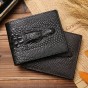 JINBAOLAI Brand Genuine Leather Alligator Men Purse Solid Business Credit Card Holder Male Wallet Vintage Men Short Wallets wt59