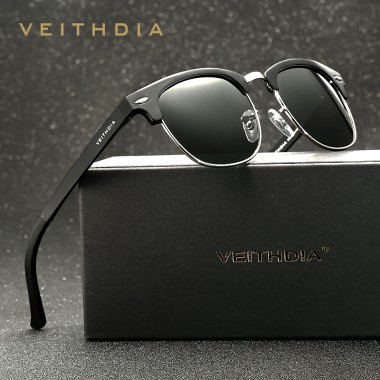 VEITHDIA Retro Unisex Aluminum Magnesium Mens Sunglasses Polarized Vintage Eyewear Accessories Sun Glasses For Men Women 6690