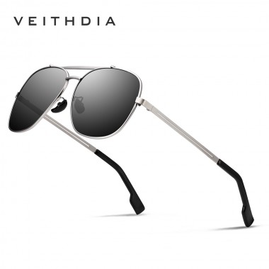 VEITHDIA Brand Stainless Steel Sunglasses Polarized UV400 Men's Square Vintage Sun Glasses Male Eyewear Accessories For Men 2493