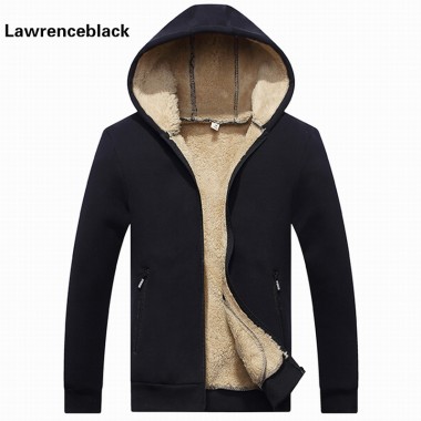 Lambskin hoodies men Brand Winter Warm Thick Velvet Male Hoodies cotton Sweatshirts Men Coat Casual Cardigan Quality Hoodie 920