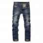 Famous Dsel Brand Fashion Designer Jeans Men Straight Dark Blue Color Printed Mens Jeans Ripped Jeans,100% Cotton
