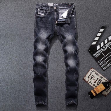 2017 New Dsel Brand Top Quality Hot Sale Fashion Men Jeans Slim Straight Black Color Printed Jeans Men Ripped Jeans.709-B