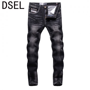 2017 New Dsel Brand Fashion Designer Jeans Men Straight Black Color Printed Men Jeans Ripped Men Jeans!702-2C