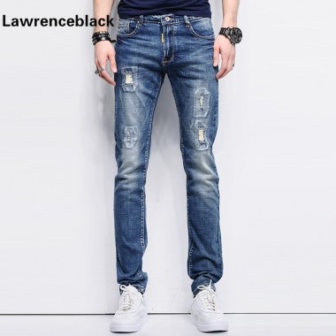 Ripped Skinny Jeans Men Stretch Hole Jeans Cool Jean Slim Homme All-Match Trousers Casual Pants Elastic Male Long Pants Men 226