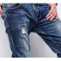 Skinny Jeans Men Stretch Hole Jeans Ripped Jean Famous Brand All-Match Trousers Casual Pants Elastic Stretch Long Pants Men 224
