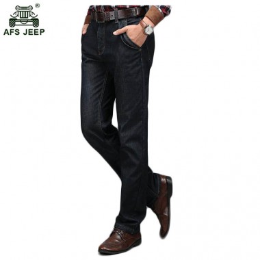 Free shipping Autumn and winter large size men's plus velvet jeans Business men's denim trousers Washed jeans 69yw