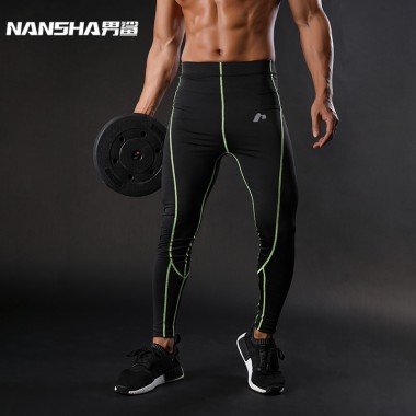 NANSHA Men Compression Pants  Spliced Skinny Leggings Tights Line pants Fitness Joggers Elastic Bodybuilding Sweatpants Trousers