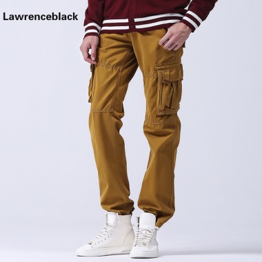 Men Cargo Pants 100% Cotton Slack Straight Long Trousers 2017 Brand Male Outdoors Pants Multi Pocket Casual Pantalon Homme 115