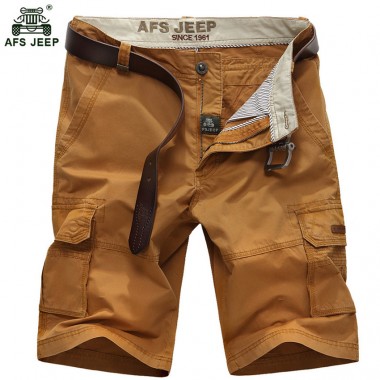 AFS JEEP 2017 Men's Summer Leisure Shorts Men Multi-pockets Cargo Shorts Straight Knee Length Plus Size 44 Casual Shorts 66wy