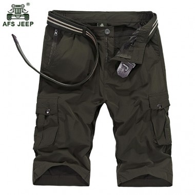 AFS JEEP Summer Men's Casual Shorts Fashion Cotton Cargo Shorts  Masculino Multi-pockets Men Shorts length casual clothing 53wy