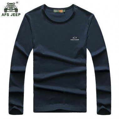AFS JEEP Men's Fashion Long Sleeve Casual Cotton O-Neck T-shirt Plus Size M-4XL Autumn and Spring Tees For Men 64wy