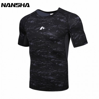 NANSHA 2017 Quick Dry Slim Fit Tees Men Printed T-Shirts Compression Shirt Tops Bodybuilding Fitness O-Neck Short Sleeve T Shirt