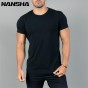 NANSHA Brand Summer New Fashion Men Gyms Cotton T shirt Fitness Bodybuilding Men Short Sleeve High Quality Solid T-Shirts