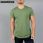 NANSHA Brand Summer New Fashion Men Gyms Cotton T shirt Fitness Bodybuilding Men Short Sleeve High Quality Solid T-Shirts