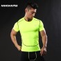 NANSHA New Compression Shirt short Sleeves T-shirt GYMS Fitness Clothing Solid Color Quick Dry Bodybuild Crossfit Tops