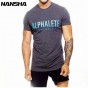 NANSHA Summer New Men Gyms T shirt Fitness Bodybuilding Crossfit  Slim Shirts Fashion Leisure Short Sleeved Cotton Tee Tops