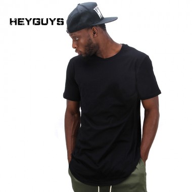 HEYGUYS 2018 summer pure solid color street style men loose short-sleeve T-shirt men tshirt hifshion black and white no print