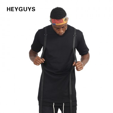 HEYGUYS 2018 street wear hip hop t shirt with belt  top tee brand new items bodybuilding t-shirt men fashion high quality