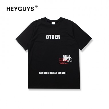 HEYGUYS 2018 print other  hip hop street T-shirt men wholesale fashion US size t shirts men summer short sleeve oversize