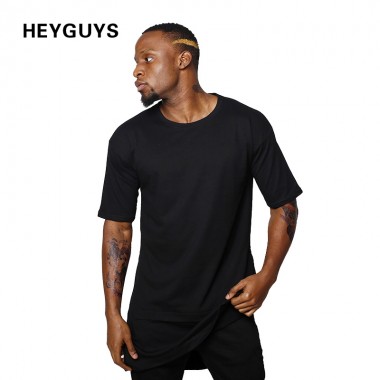 HEYGUYS 2018 hip hop t shirts men oversize t-shirts black white Fake two pieces length captain america t shirt fashion