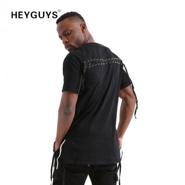 HEYGUYS hip hop new designT-shirt man wholesale fashion US size t shirts men summer short sleeve oversize pure color streetwear
