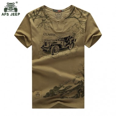 Elastic Cotton T Shirt Men Summer AFS JEEP Brand Clothing Casual 3D T-Shirts Army Tactical T-Shirt Military Style T-shirt 58wy