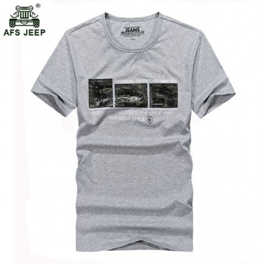2018 AFS Jeep T-shirt men round neck short-sleeved T-shirt washed cotton summer new men's t-shirt casual slim clothing 60wy