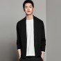 Brother Wang Brand 2018 Spring New Men's Slim Cardigan Sweater Fashion Casual Thin Black Knitted Jacket Male Clothes