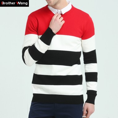 New Men's Leisure Clohing Sweaters with Round Collar and Stripe Cultivate One's Morality Big Yards M-5XL Christmas sweater