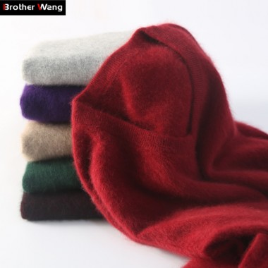 Brother Wang Brand 2017 Winter New Men's Wool Sweater Fashion Casual Thick Warm V-Collar Cashmere Pullover Sweater Male