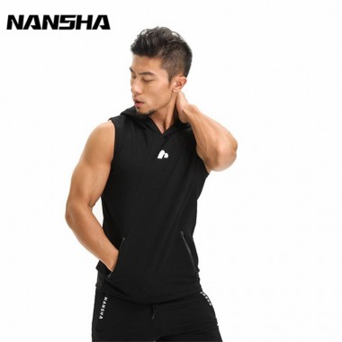 NANSHA Mens Cotton Hoodies  Sweatshirts Fitness Clothes Bodybuilding Tank Tops Men Sleeveless Trend Tees Shirt Casual Golds Vest