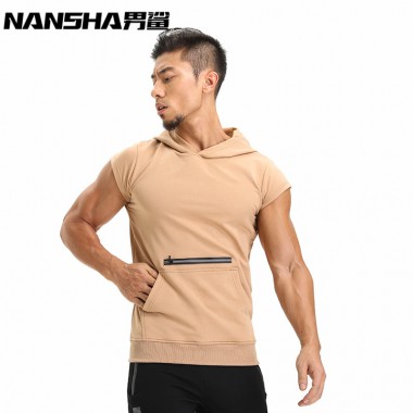 NANSHA Brand Hooded Tank Top Men New Bodybuilding Stylish Sleeveless Hooded Vest Multi-Color Casual Slim Fit Men Clothing