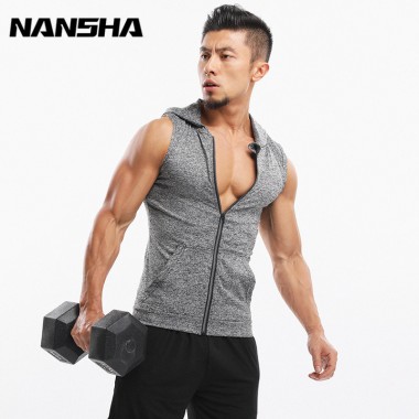 NANSHA Brand Gyms Hoodie Stringer Tank Top Men Waistcoat Fitness Vest Men's Singlets Sporting Top Tees Sleeveless Sweatshirts