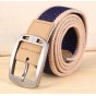 high quality men 110cm belt fashion brand canvas mens metal buckle belt military jeans belts for men Army Green black stripes