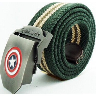 Captain America hot 2017 fashion casual men high quality canvas belts fashion Cartoon belts  for men Army Green black 110 120cm