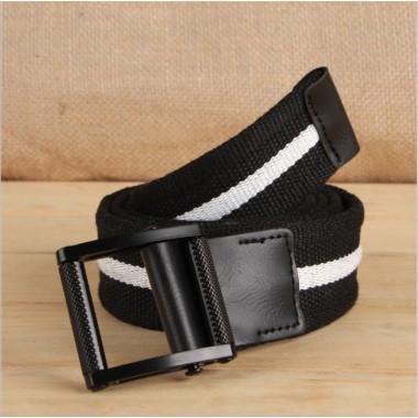 new Fashion Mens Canvas Belt Adjustable Woven Nylon Casual Belt Military metal Buckles belt 115cm blue black stripe belt for me