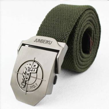 2017 designer fashion casual men canvas belt thick mens Metal buckle belts Soldiers military jeans belt black army green 110cm
