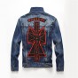 new European American Style fashion mens Badge denim jacket brand luxury loose men Pattern Outerwear & Coats blue denim jacket