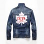 new European American Style fashion mens Badge denim jacket famous brand luxury loose men Outerwear & Coats blue denim jacket