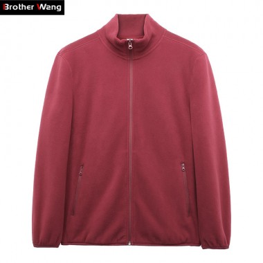 Brother Wang Brand 2018 Winter New Men Slim Fleece Jacket Fashion Casual Long-sleeved Collar Knit Coat Male 8613
