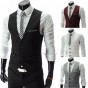 European style Men's fashion Suit Vest Business Slim gentleman waiters Vest Men Suits Blazer Black/White/Gray Vest Suit For Men