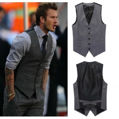 European style Men's fashion Suit Vest Business Slim gentleman waiters Vest Men Suits Blazer Gray Vest Suit For Men