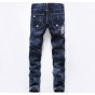 European American Style 2018 fashion brand cotton men jeans luxury Men's casual denim trousers Hole Slim grey Straight jeans 589