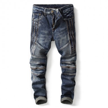 European American Style 2018 Fashion mens slim jeans straight blue luxury quality Denim pants zipper slim jeans for men