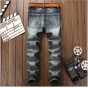 European American Style 2018 Fashion popular mens jeans pants Embroidered cobra Pattern Blue Straight Slim Men's trousers jeans