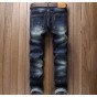 European American Style 2018 luxury brand Men's jeans cotton slim Straight denim trousers fashion Paint black blue jeans for men